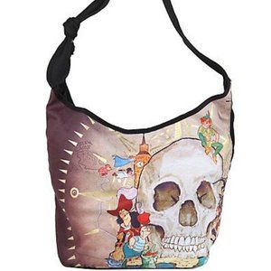 Loungefly Disney Peter Pan Gold Metallic Skull Hobo Bag